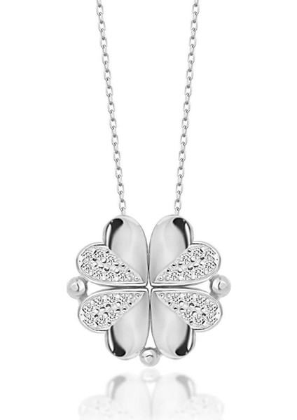 925 Ayar Gümüş Mıknatıslı Kalp Kolye