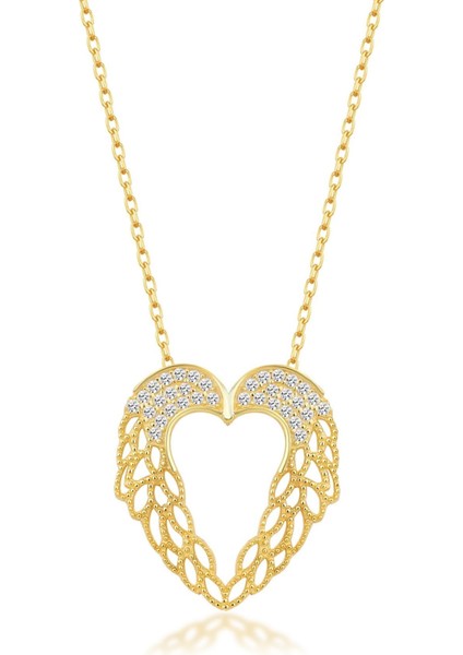 925 Ayar Gümüş Gold Kanatlı Kolye