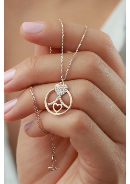 925 Ayar Gümüş Kalpli Halka Kolye