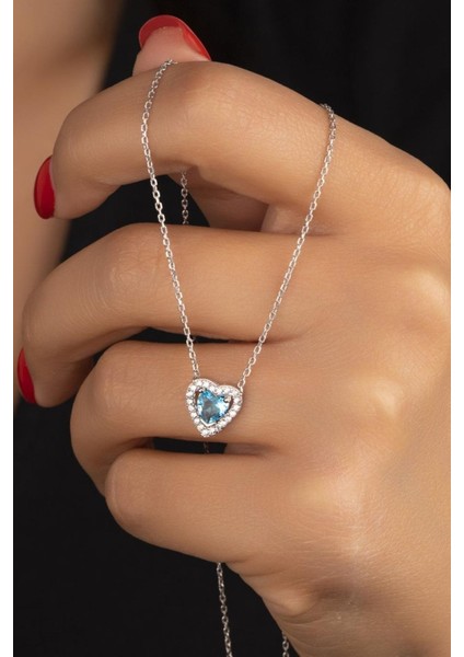 925 Ayar Taşlı Kalp Gümüş Kolye fiyatları