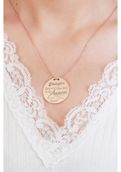 925 Ayar Gümüş Melek Annem Plaka Kolye