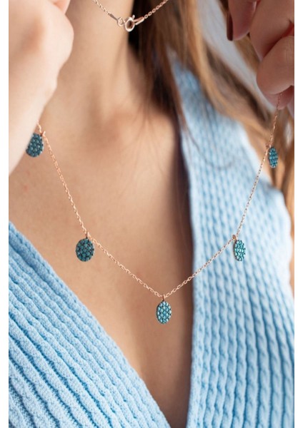 925 Ayar Gümüş Firuze Taşlı Şans Kolyesi fiyatları