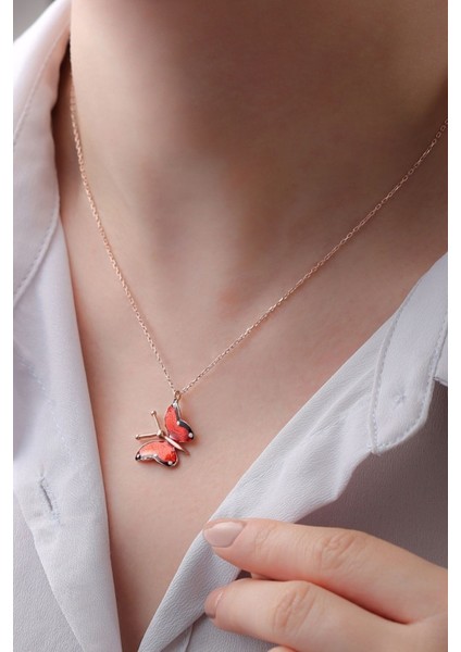 925 Ayar Gümüş Mineli Kelebek Kolye fiyatları