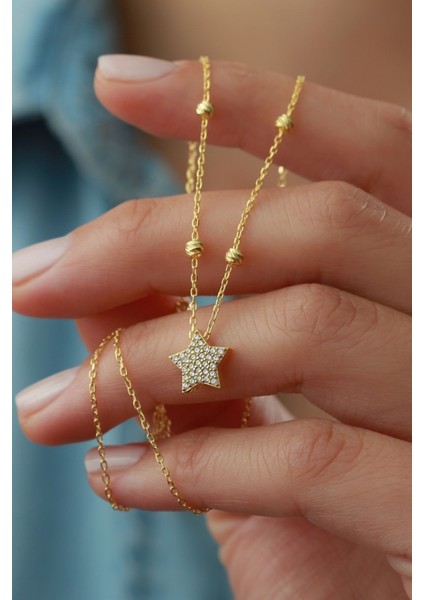 925 Ayar Gümüş Top Zincirli Yıldız Kolye fiyatları