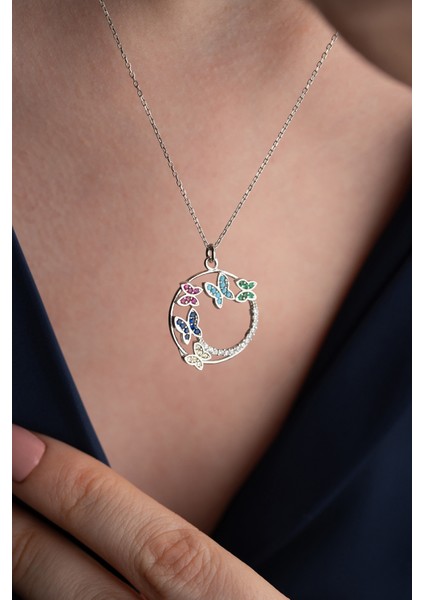 925 Ayar Gümüş Kelebek Kolye modelleri