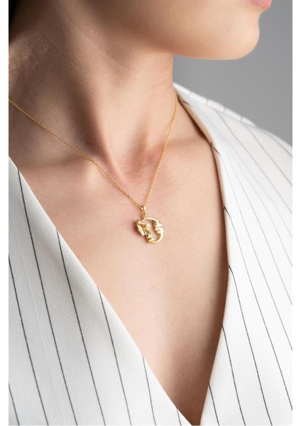 925 Ayar Gold Perili Hilal Gümüş Kolye modelleri