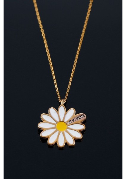 925 Ayar Gümüş Papatya Falı Seviyor Kolye