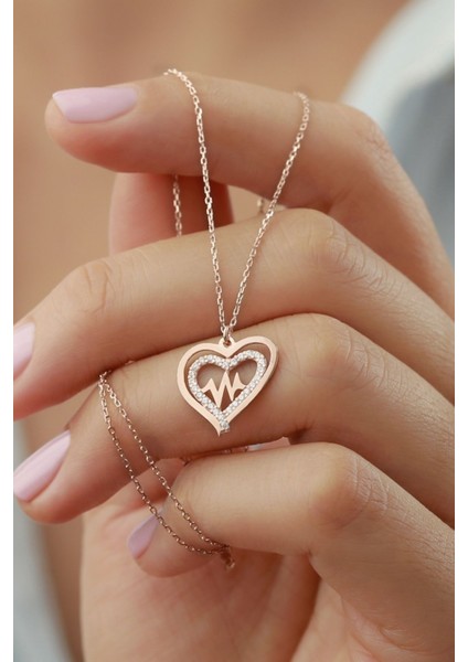 925 Ayar Gümüş Kalp Ritim Kolye