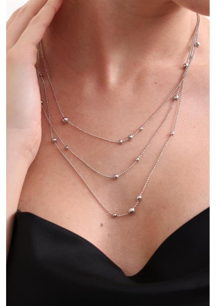 925 Ayar 3 Sıra Dorika Toplu Gümüş Kolye fiyatları