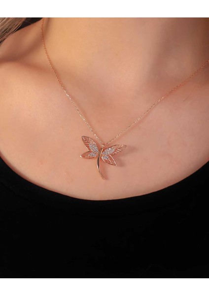 925 Ayar Rose Gümüş Yusufçuk Kolye