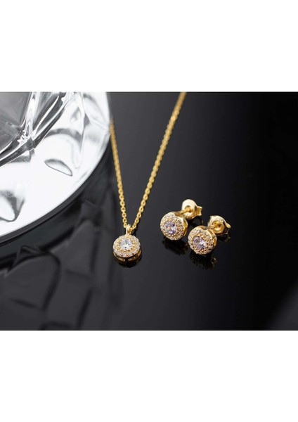 925 Ayar Gümüş Haziran Ayı Doğum Taşı ( Alexsandrite ) Kolye - Küpe Seti