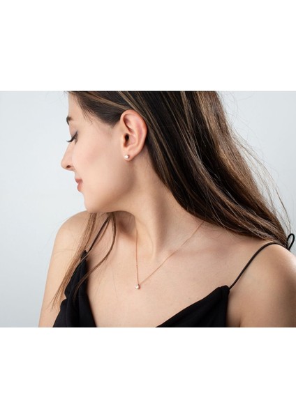 925 Ayar Gümüş Aylara Göre Doğum Taşı Tektaş Kolye - Küpe Seti