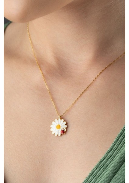 925 Ayar Gold Uğur Böcekli Gümüş Kolye