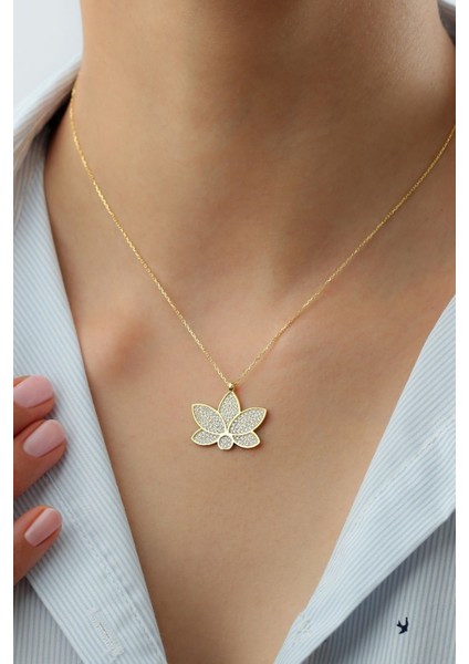 925 Ayar Gümüş Lotus Çiçeği Kolye modelleri