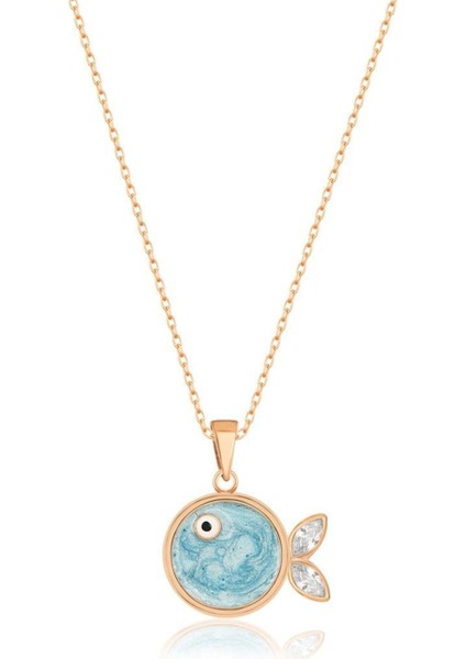 925 Ayar Gümüş Turkuaz Balık Kolye