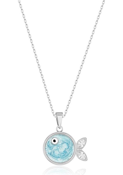 925 Ayar Gümüş Turkuaz Balık Kolye modelleri