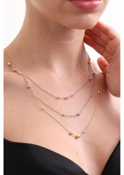 925 Ayar 3 Sıra Dorika Toplu Gümüş Kolye