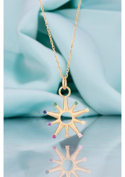 925 Ayar Gümüş Güneş Kolye