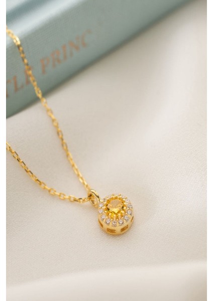 925 Ayar Gümüş Kasım Ayı Doğum Taşı ( Citrine ) Kolye