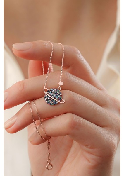 925 Ayar Gümüş Rengarenk Gezegen Kolye fiyatları