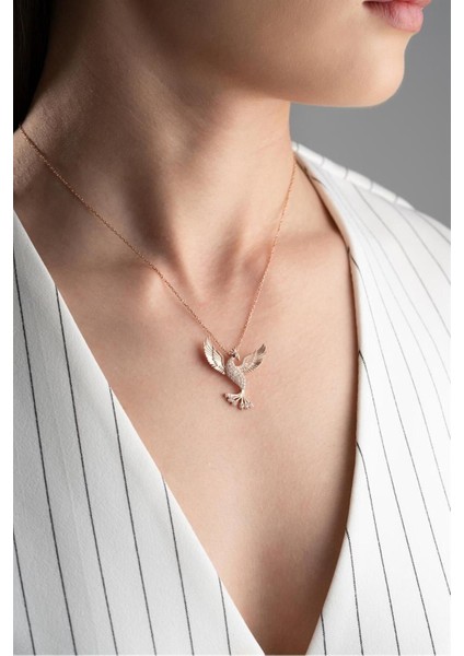 925 Ayar Anka Kuşu Gümüş Kolye modelleri