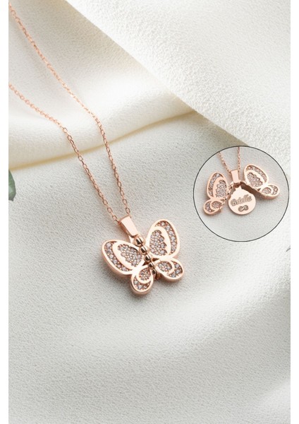 925 Ayar Gümüş Açılabilen Isimli Kelebek Kolye modelleri