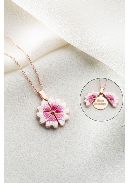 925 Ayar Gümüş Açılabilen Isimli Çiçek Kolye modelleri