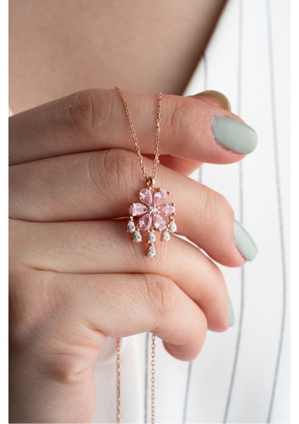 925 Ayar Gümüş Taşlı Lotus Çiçeği Kolye modelleri