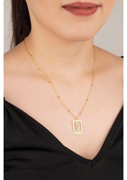 925 Ayar Gümüş Kartaneli Harf Kolye