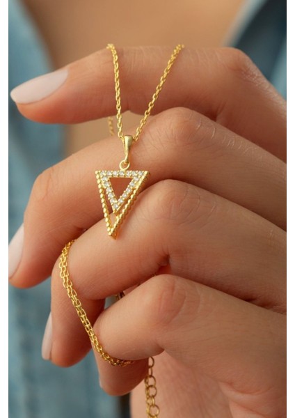 925 Ayar Gümüş Taşlı Üçgen Kolye fiyatları