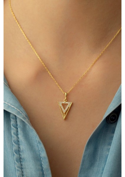 925 Ayar Gümüş Taşlı Üçgen Kolye modelleri