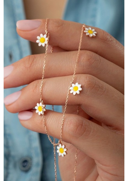 925 Ayar Gümüş Papatya Şans Kolyesi fiyatları