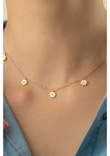 925 Ayar Gümüş Papatya Şans Kolyesi modelleri