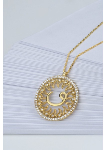 925 Ayar Gümüş Vav Desenli Kolye