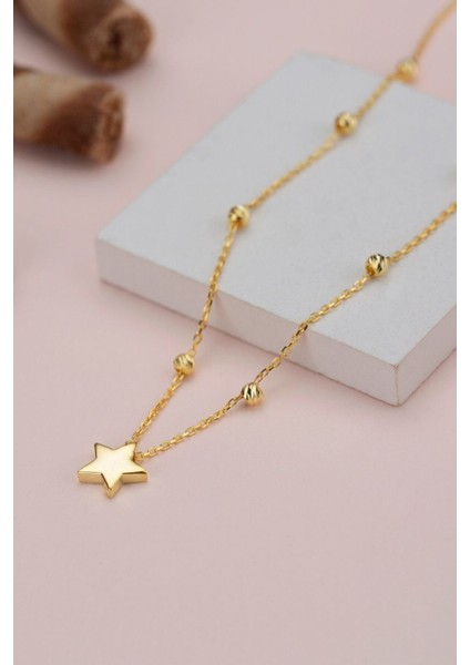 925 Ayar Gümüş Çift Zincirli Yıldız Kolye