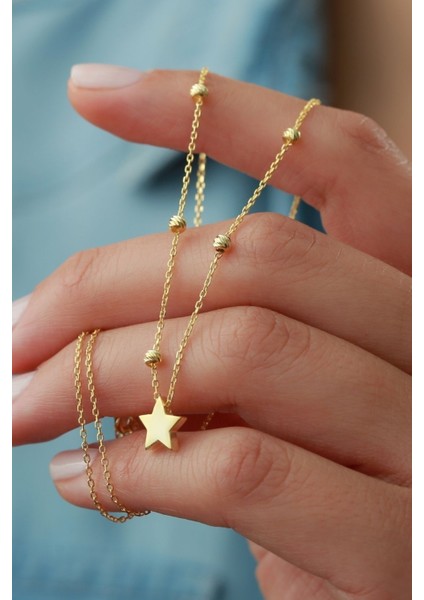 925 Ayar Gümüş Çift Zincirli Yıldız Kolye fiyatları