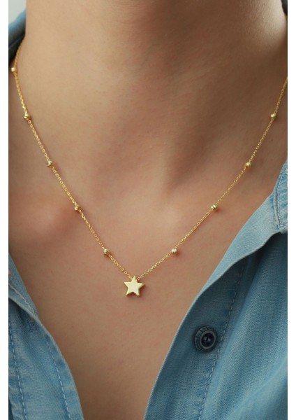 925 Ayar Gümüş Çift Zincirli Yıldız Kolye modelleri