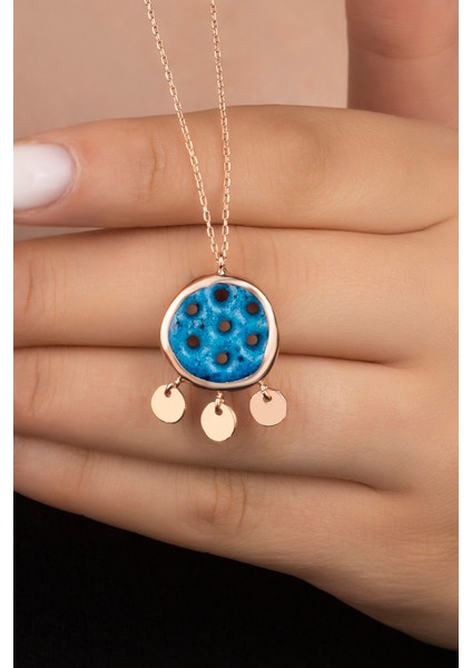 925 Ayar Gümüş Rose Süryani Gözü Yuvarlak Kolye fiyatları