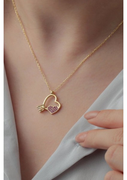 925 Ayar Gümüş Kalpli Tektaş Kolye fiyatları