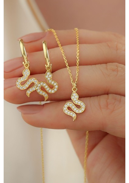 925 Ayar Gümüş Yılanlı Küpe Kolye Seti fiyatları