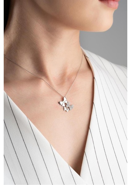 925 Ayar Kelebek Gümüş Kolye modelleri