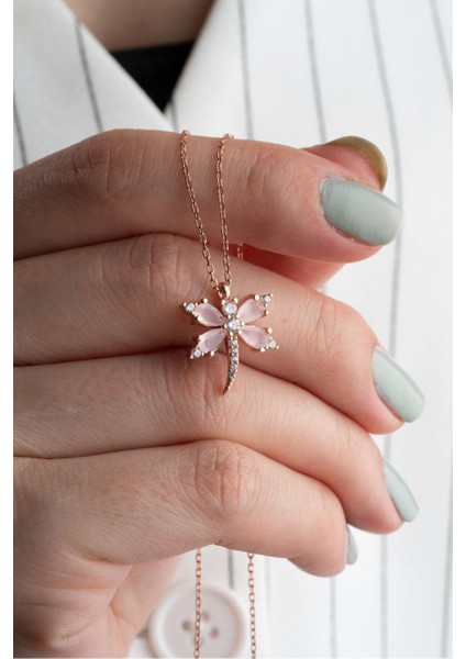 925 Ayar Gümüş Pembe Yusufçuk Kolye fiyatları