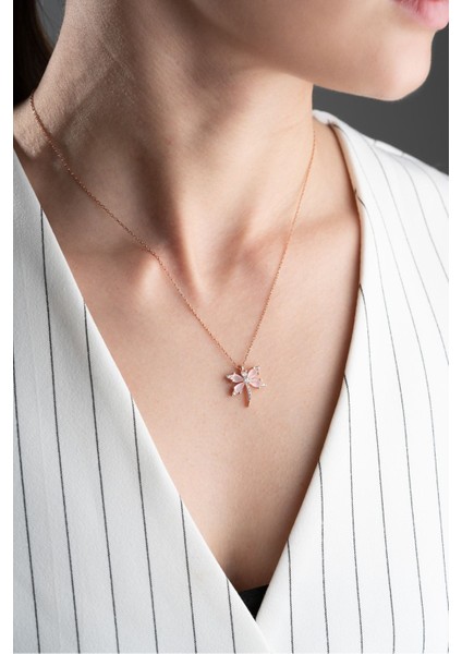 925 Ayar Gümüş Pembe Yusufçuk Kolye modelleri