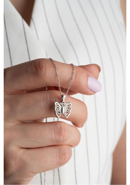 925 Ayar Gümüş Kelebek Kolye fiyatları