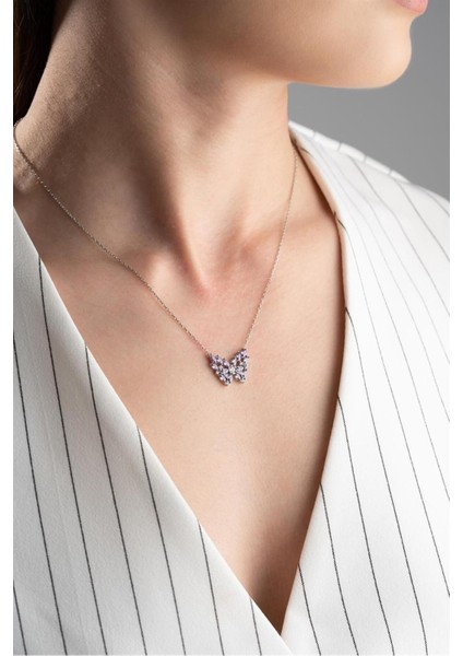 925 Ayar Kelebek Gümüş Kolye modelleri