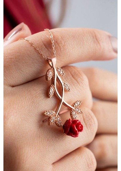 925 Ayar Gümüş Sarmaşık Gül Kolye fiyatları