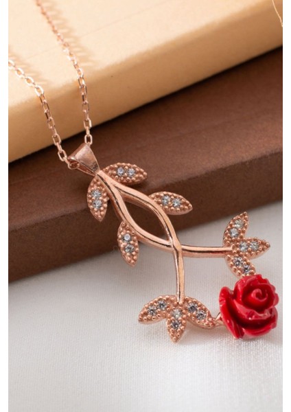 925 Ayar Gümüş Sarmaşık Gül Kolye modelleri