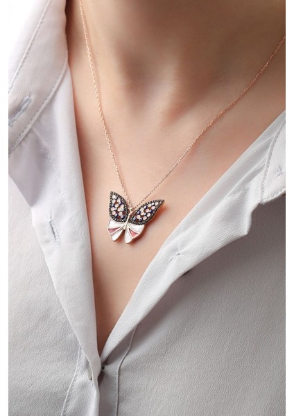 925 Ayar Gümüş Kelebekli Nazarlı Kolye modelleri