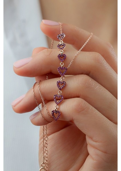 925 Ayar Gümüş Sıralı Kalp Kolye fiyatları