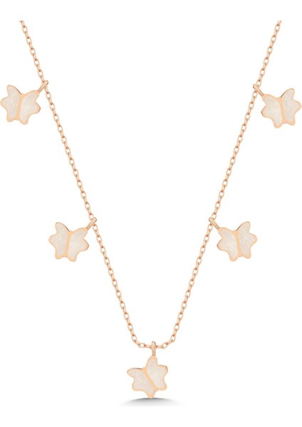 925 Ayar Gümüş Mineli Kelebek Şans Kolye